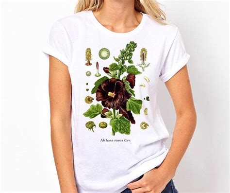 Botanical T Shirt Womens Plants Tee Graphic Botanical Print Garden Flowers Tee Shirt Gardener