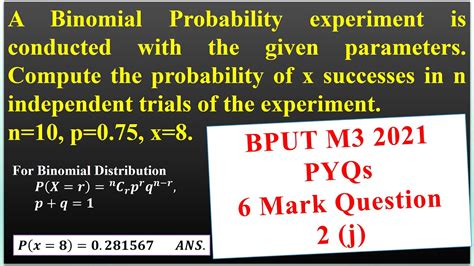 BPUT MATHEMATICS III M3 2021 Solution Of 2021 Question Paper Binomial