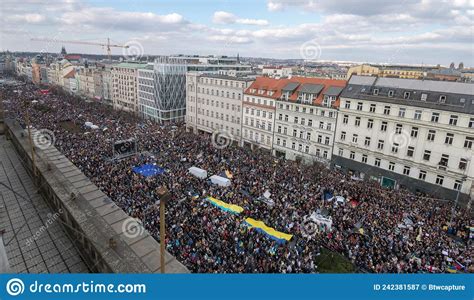 Rally In Support Of Ukraine On Wenceslas Square In Prague Editorial