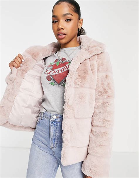 Miss Selfridge Pelted Faux Fur Coat In Pink Asos