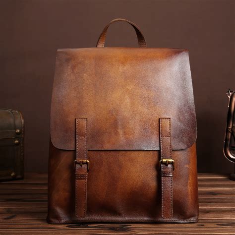 Vintage Womens Brown Leather Backpack Purse Cool Backpacks for Women ...