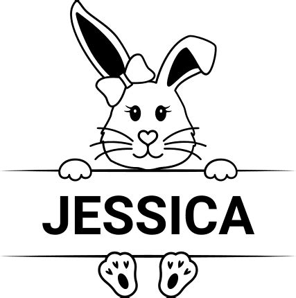 Girl Rabbit Custom Name Frame Cute Easter Bunny Free Svg File For