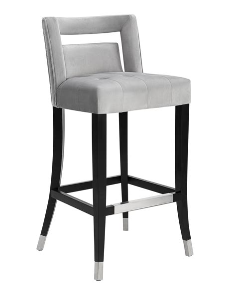 Hart Grey Velvet Bar Stool TOV Furniture