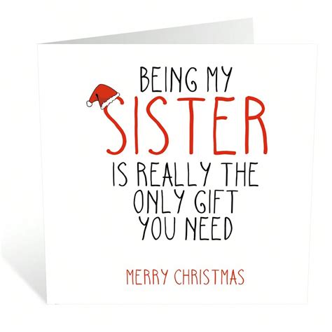 1pc Funny Friendship Christmas Greeting Card For Sister - Personalized Sibling Holiday Card ...