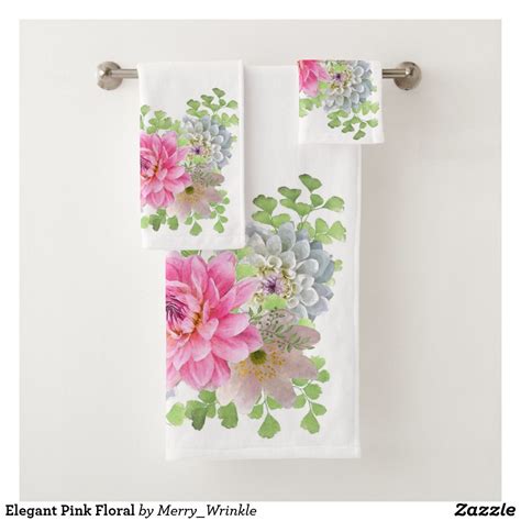 Elegant Pink Floral Bath Towel Set Floral Bath Towels Bath Towel Sets