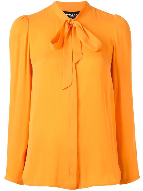 Buy Paule Ka Vibrant Pussy Bow Blouse Orange At 47 Off Editorialist
