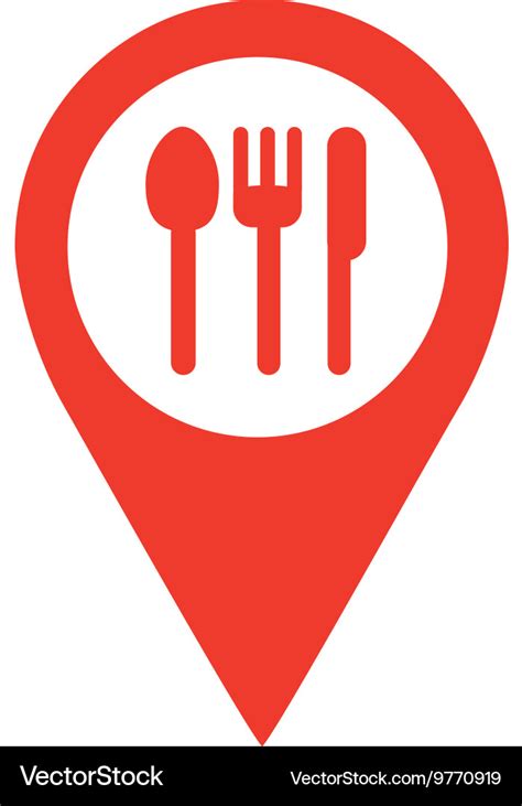 Restaurant Location Pin Isolated Icon Design Vector Image