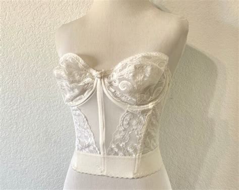 Vintage 1950s White Lace Corset Bustier I Owe It All To Goddess