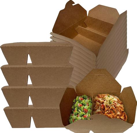 Ecoquality Compartment Take Out Food Kraft Brown Paper Take Out Boxes