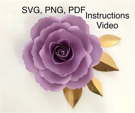 Large Paper Rose Template Svg Pdf Dxf Png Giant Paper Rose Svg Etsy