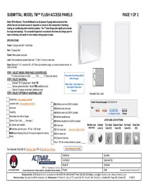 Fillable Online SUBMITTAL MODEL TM FLUSH ACCESS PANELS Fax Email Print