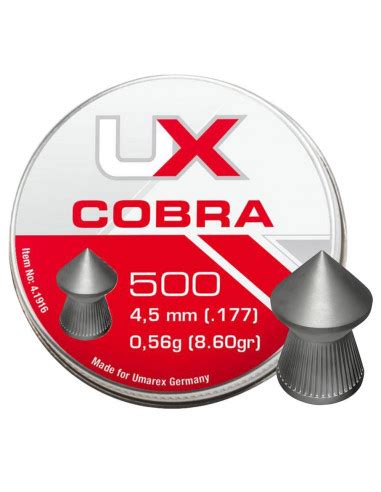 PALLINI PELLET A PUNTA UMAREX COBRA CALIBRO 4 5 MM PIOMBINI ARIA