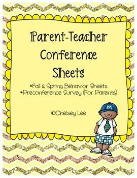 Parent Teacher Conference Sheets By The Colorful Chalkboard TPT