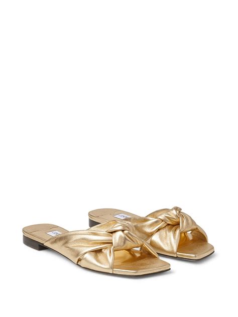 Jimmy Choo Avenue Knotted Metallic Leather Sandals Farfetch