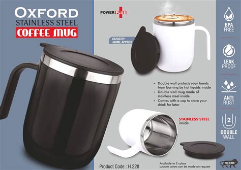 H228 Oxford Stainless Steel Double Wall Coffee Mug With Round Handle