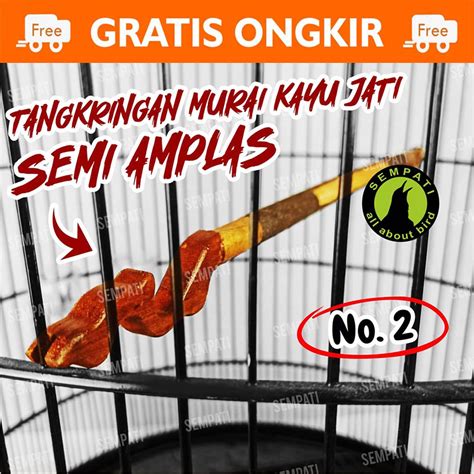 Jual Tangkringan Murai Klasik Kayu Jati Semi Amplas Premium Nomor