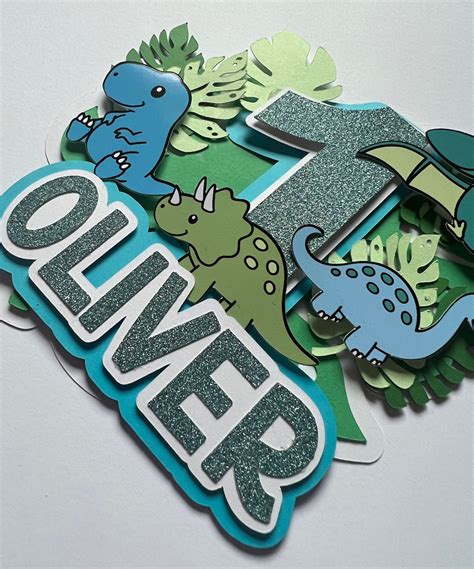 Dinosaur Theme Cake Topper Birthday Decorations Dino Party Etsy Uk