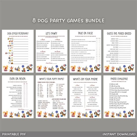 Dog Birthday Party Games Printable, Puppy Pawty Games, Puppy Shower Games, Puppy Birthday Games ...