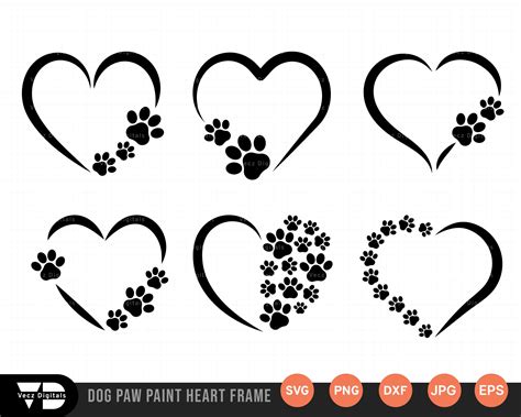 Dog Paw Heart SVG