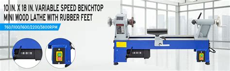 VEVOR 10 x 18 Inch Variable Speed Benchtop Mini Wood Lathe & Variable ...