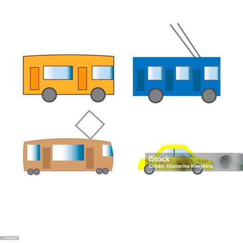 Ilustración De Transporte Público De La Ciudad Conjunto Ilustración Vectorial Y Más Vectores