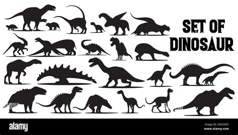 Silhouette Dinosaur Vector Collection Stock Vector Image Art Alamy