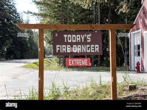 Sign Outside A Fire Station With Todays Fire Danger Extreme In Summer