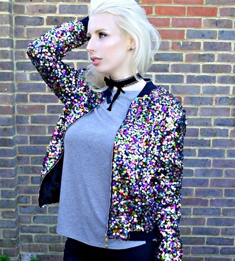 Boohoo Sequined Bomber Jacket Devoted To Pink