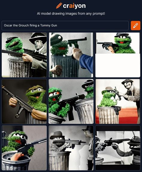 Oscar The Grouch Firing A Tommy Gun Rweirddalle