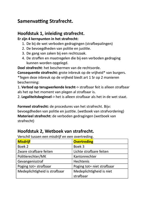 Samenvatting Strafrecht Hoofdstuk Inleiding Strafrecht Er Zijn