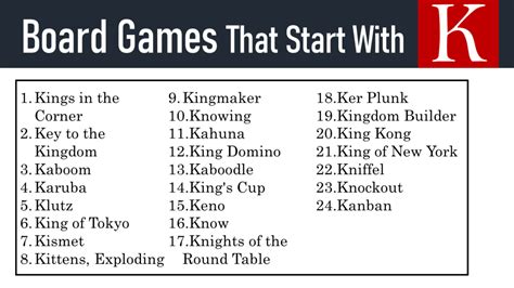 50 Board Games That Start With K EngDic