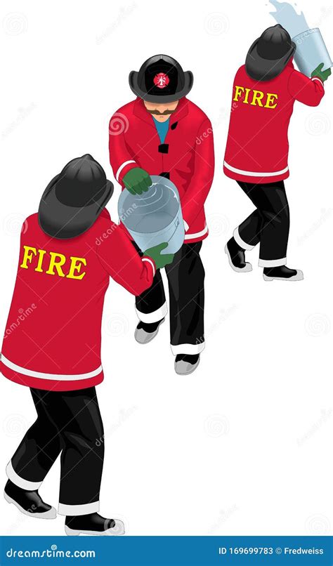 Fire Fighting Bucket Brigade Vector Illustration Stock Vector