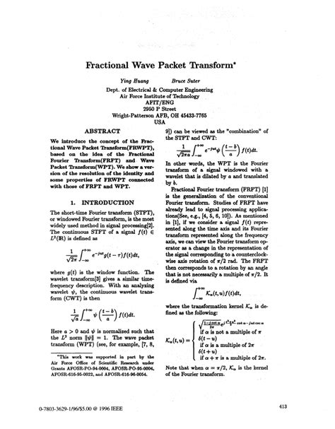 (PDF) The Fractional Wave Packet Transform