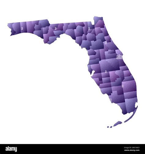 Florida Map Geometric Style Us State Outline With Counties Artistic Violet Vector Illustration