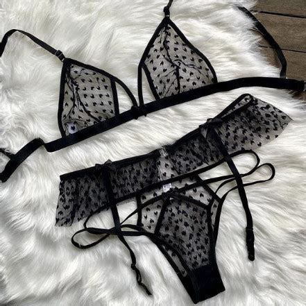 Conjunto De Lingerie Sexy Feminino S Bojo Em Renda Liga E Perneira