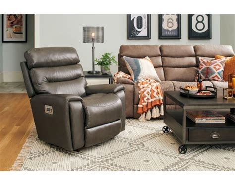 La Z Boy Soren Gray Leather Power Rocker Recliner Homemakers