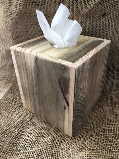 Natural Rustic Wood Tissue Box Cover In 2021 Tissue Boxes Rustic Wood Box Tissue Box Covers