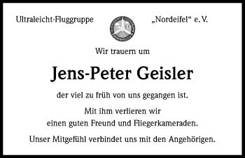 Traueranzeigen Von Jens Peter Geisler WirTrauern