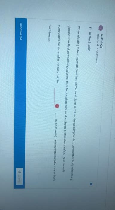 Solved Ice Fish Q8 Homework Unanswered Fill In The Blanks Chegg