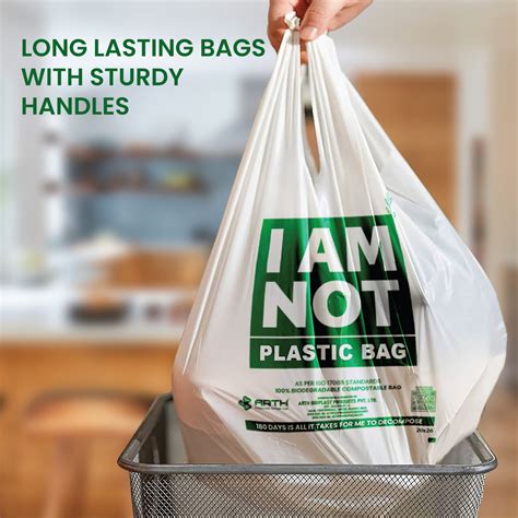 Arth Compostablebiodegradable Carry Bags 13x16 Inch Pack Of 100 Pcs