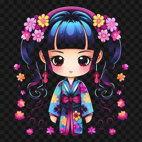 Premium Psd Tshirt Design Of Kawaii Chibi Girl With Twin Braided Buns