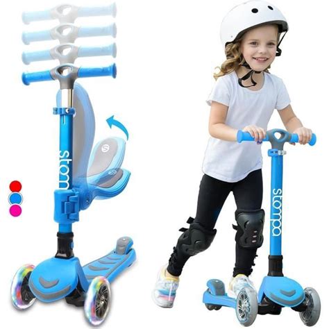 Trottinette Pour Enfants De 3 Ans Pliable 3 Roues Flash Led 4 Hauteurs