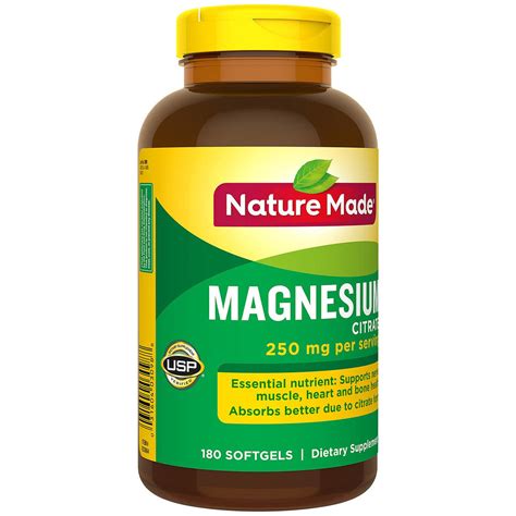 Nature Made Magnesium Citrate 250 Mg Softgels 180 Ct Vitamin Cabin