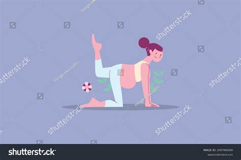 Hand Drawn Flat Design Pregnancy Yoga Stock Vector Royalty Free