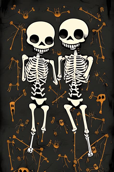 Two Skeletons Dressed Up In Suits Happily Dancing Together Creative