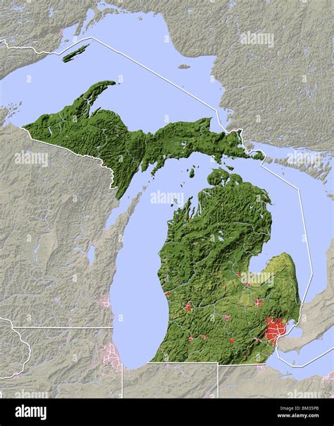 Physical Map Michigan Hi Res Stock Photography And Images Alamy