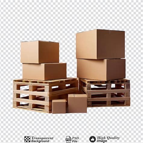 Premium PSD Cardboard Boxes On Pallets Isolated On Transparent Background