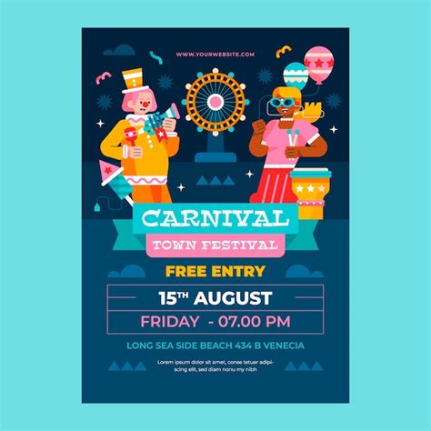 Free Vector Flat Vertical Party Poster Template For Carnival Celebration