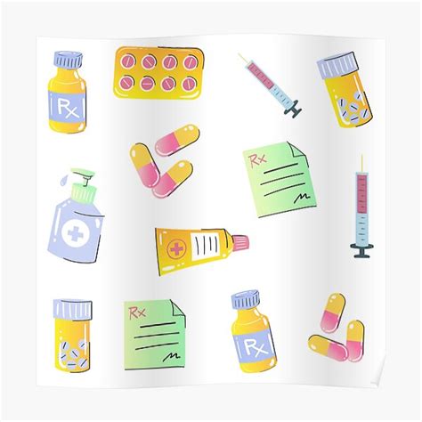 Pharmacy Sticker Pack Poster For Sale By Ericajackson Redbubble