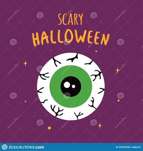 Funny Halloween Greeting Card With Scary Eye Stock Vector